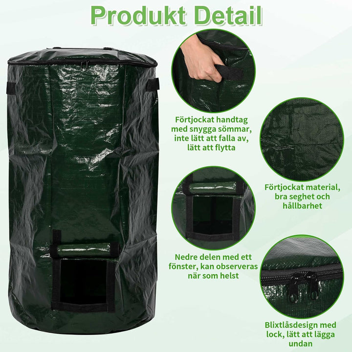 aleawol 2 Stück Stand up Komposter Garten 130 Liter Composter Garten Komposttonne Zylindrisch Schnel