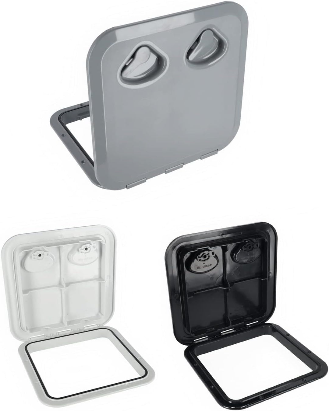 wellenshop Nuova Rade Inspektionsluke 370 x 375 mm, Inspektionsdeckel Weiss, Grau & Schwarz, wasserd