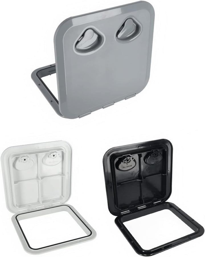 wellenshop Nuova Rade Inspektionsluke 370 x 375 mm, Inspektionsdeckel Weiss, Grau & Schwarz, wasserd