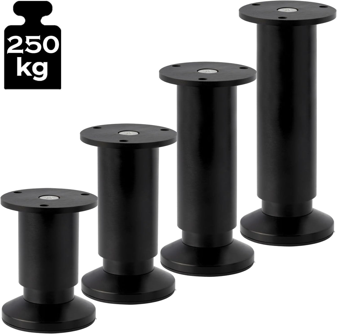 4er SET Möbelfüsse verstellbar Sofafuss Möbelbeine| SCHWARZ MATT | Höhe 20 cm |Ø 38 mm|stabile Ausfü