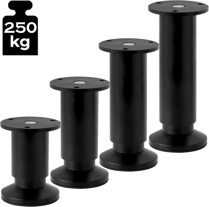 4er SET Möbelfüsse verstellbar Sofafuss Möbelbeine| SCHWARZ MATT | Höhe 25 cm |Ø 38 mm|stabile Ausfü