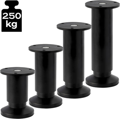 4er SET Möbelfüsse verstellbar Sofafuss Möbelbeine| SCHWARZ MATT | Höhe 30 cm |Ø 38 mm|stabile Ausfü