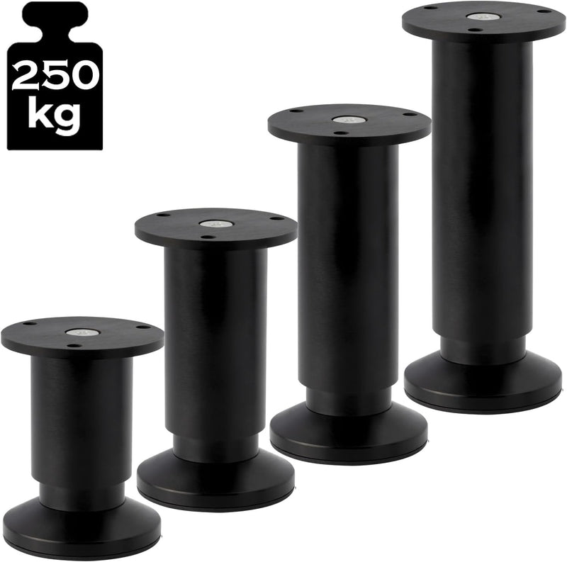 4er SET Möbelfüsse verstellbar Sofafuss Möbelbeine| SCHWARZ MATT | Höhe 30 cm |Ø 38 mm|stabile Ausfü