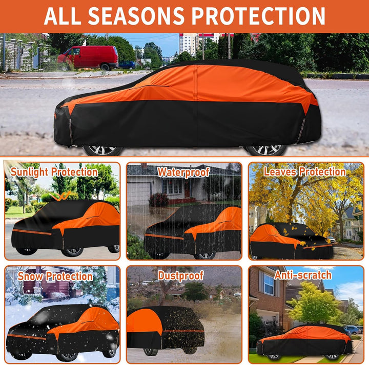 Vollgarage für VW Tiguan SWB 2007–2024, 6-lagige Outdoor Autoabdeckung mit Baumwolle, wasserdicht, R