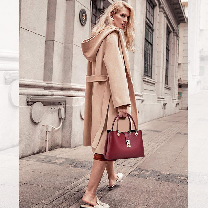 NICOLE & DORIS Klein Tasche Einfach und Elegant Schultertaschen Damen Handtasche mit Fächern Multifu