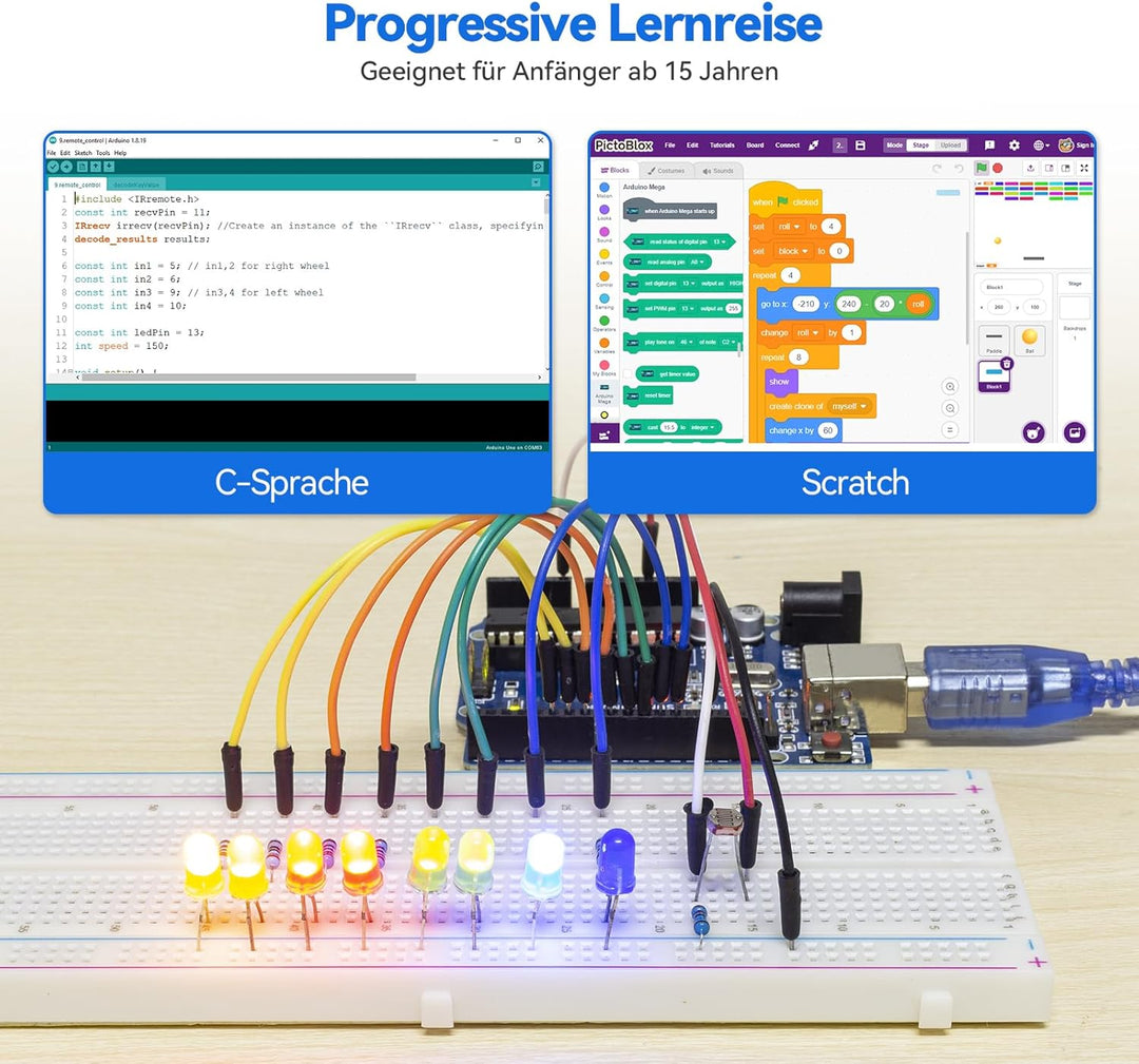 SunFounder Ultimate Starter Kit Kompatibel mit Arduino UNO IDE Scratch, 3-in-1 IoT/Smart Car/Basic K