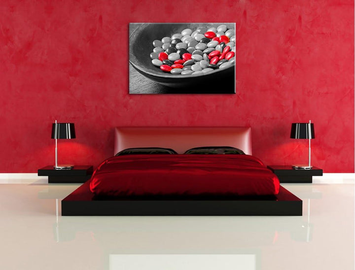 Schokolade Smarties Schoko Süssigkeiten schwarz/weiss Format: 100x70 auf Leinwand, XXL riesige Bilde
