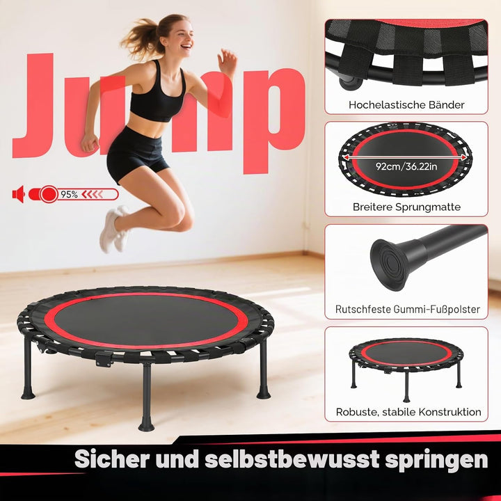 Fitness-Trampolin, tragbares 101 cm/39,76 Zoll faltbares Rebound-Trampolin,leises Design,Tragkraft 2