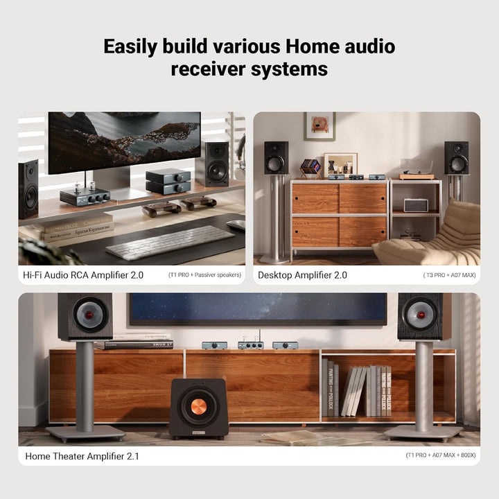 AIYIMA A07 MAX 2-Kanal-HiFi-Verstärker 300 W x 2 TPA3255 Mini-Endstufe der Klasse D, brückbarer Mono