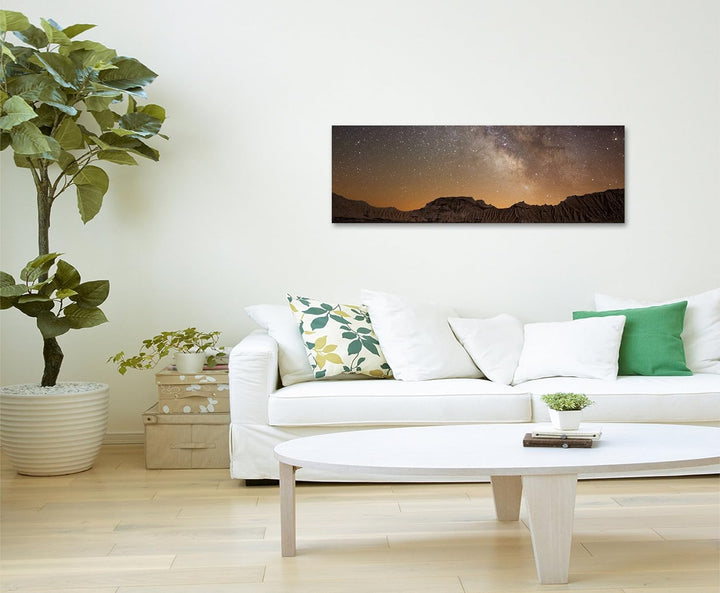 Paul Sinus Art Panorama Fotoleinwand 120x40cm Landschaftsfotografie – Milchstrasse über Bardenas, Sp