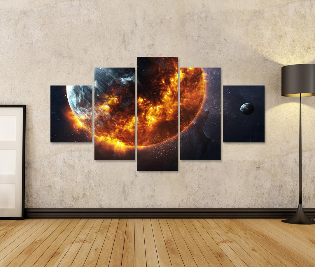 islandburner Bild auf Leinwand Weltall Feuer Planeten Explodiert Bilder Wandbilder Poster Leinwand 1