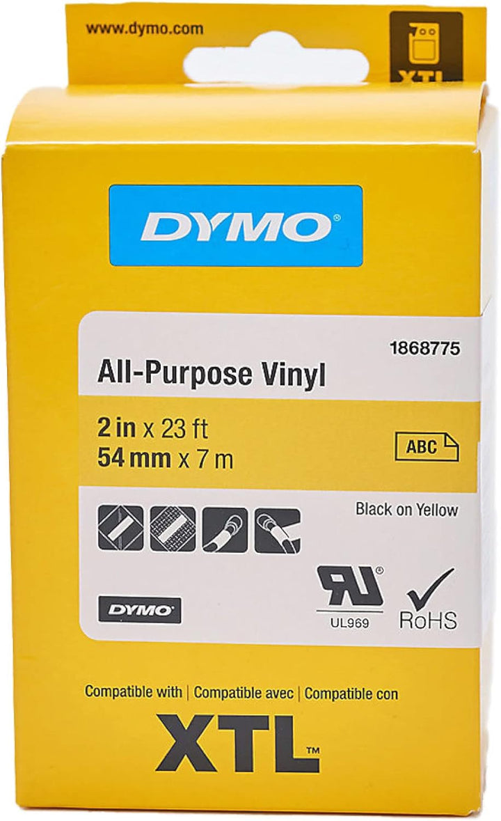 DYMO XTL Allzweck-Vinyletikett | 54 mm x 7 m | Schwarz auf Gelb Schwarz auf Gelb 54 mm x 7 m, Schwar