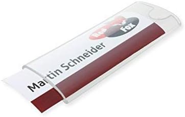 10 Stück Profil-Namensschild aus Acryl gewölbt mit starkem Magnet Grösse: 75x27 mm Befestigung Name