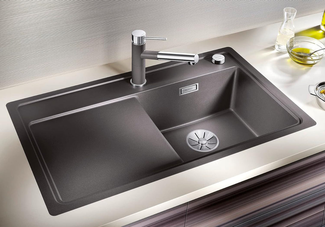 BLANCO ZENAR 45 S-F | SILGRANIT vulkangrau | Einbauart: Flächenbündig | Hauptbecken links | mit Abla