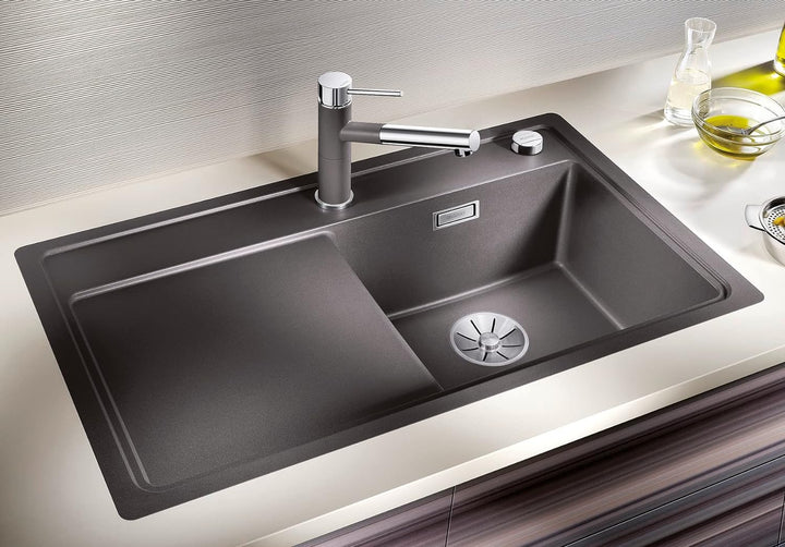 BLANCO ZENAR 45 S-F | SILGRANIT vulkangrau | Einbauart: Flächenbündig | Hauptbecken links | mit Abla