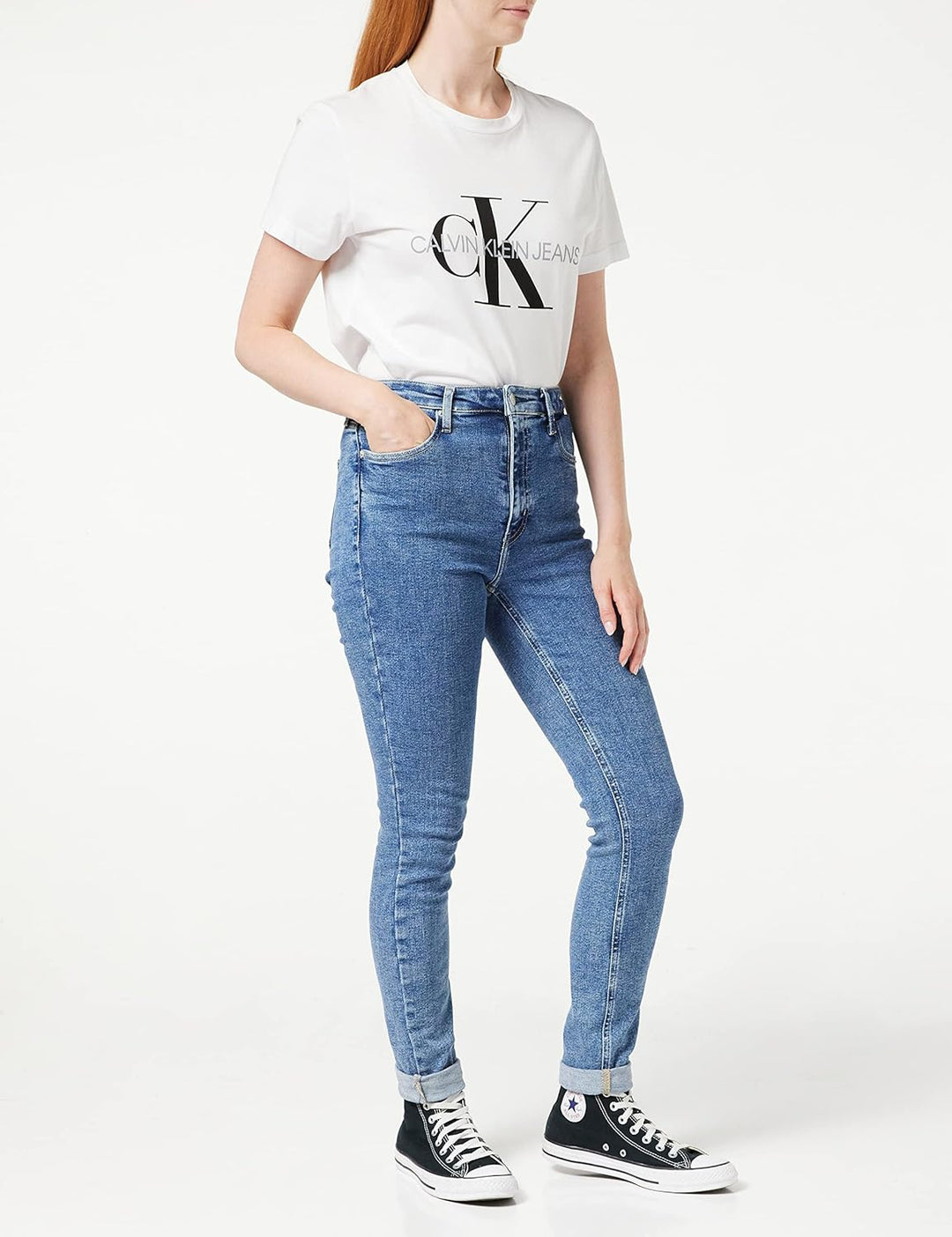Calvin Klein Jeans Damen HIGH Rise Skinny Jeans, Denim Medium, 24W / 34L