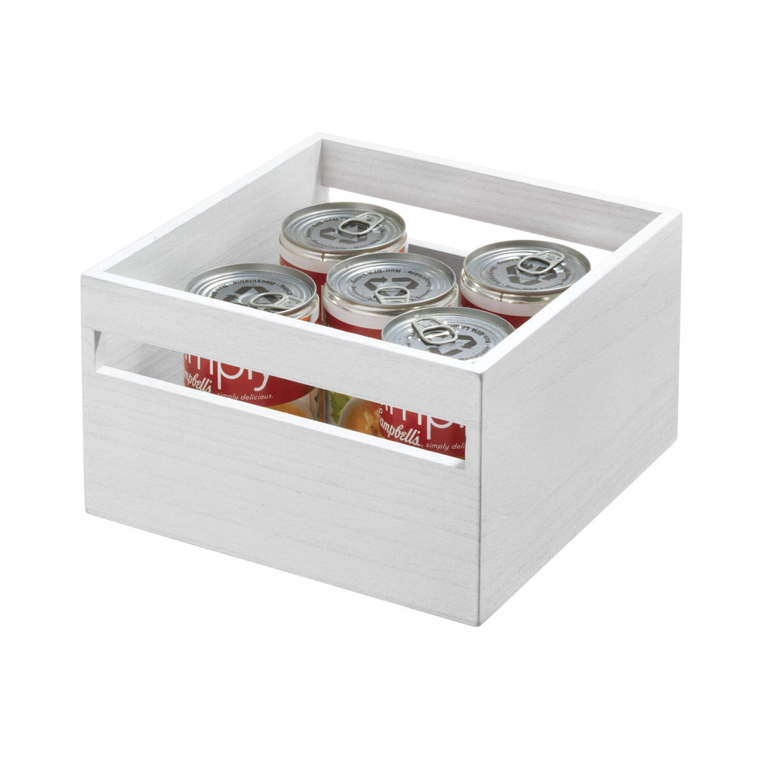iDesign Eco-Holz-Abfalleimer, weiss gewaschen 25.4x25.4x15.5cm, 25.4x25.4x15.5cm