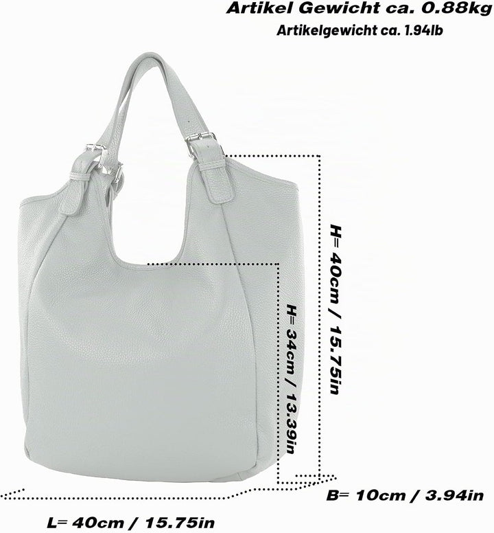 modamoda de - T227 - Ital. Shopper Schultertasche Large aus Leder Altrosa, Altrosa