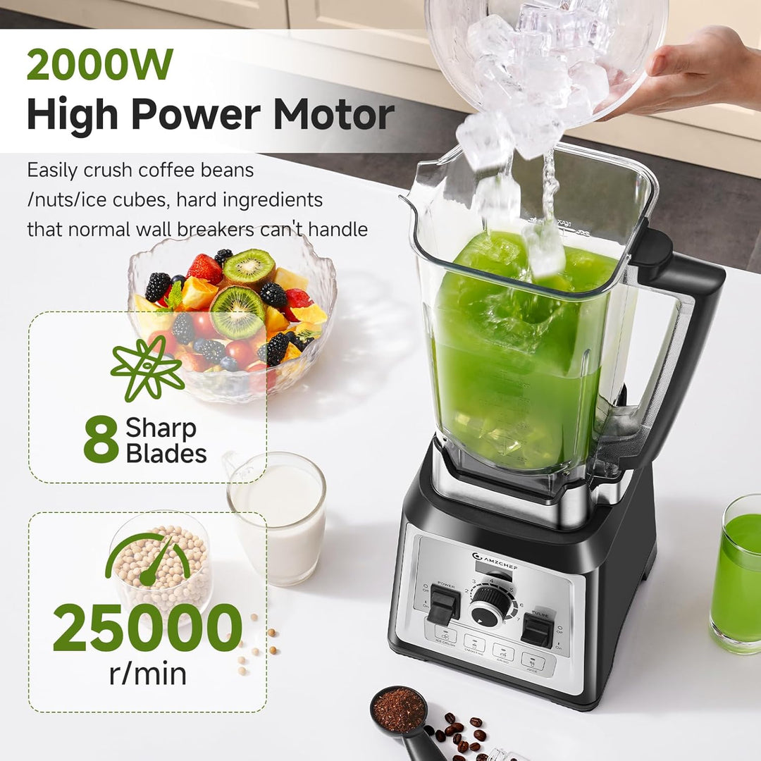 AMZCHEF Standmixer 2000 Watt | 2L Mixer Hochleistungsmixer | Blender mit 8 Einstellbaren Geschwindig