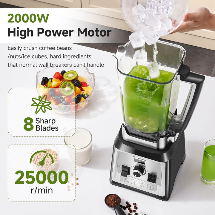 AMZCHEF Standmixer 2000 Watt | 2L Mixer Hochleistungsmixer | Blender mit 8 Einstellbaren Geschwindig