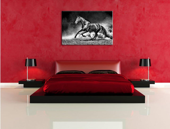 Pixxprint Pferd, Sonnenuntergang, 100x70cm Leinwandbild bespannt auf Holzrahmen/Wandbild Kunstdruck