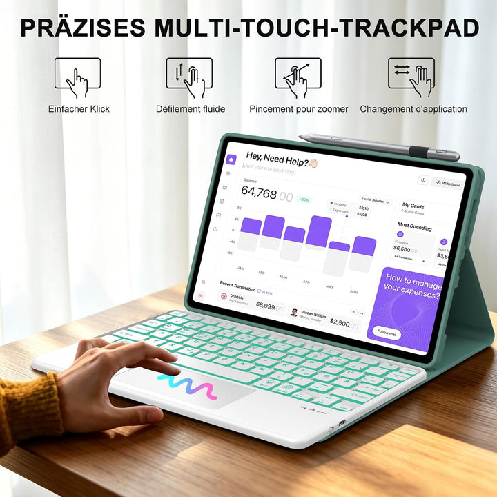 Hülle Tastatur für Lenovo Idea Tab 11 Zoll 2025/Lenovo Tab M11 11 Zoll 2024 Dunkelgrün -- Lenovo Ide