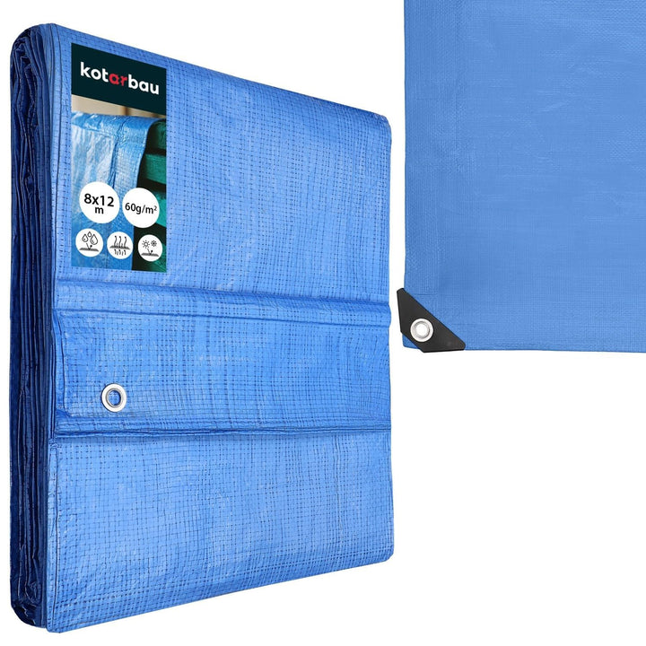 KOTARBAU® Plane 60 g/m2, Abdeckplane wasserdicht 8x12 m, Blau | Universal Schutzplane, Abdeckplane m