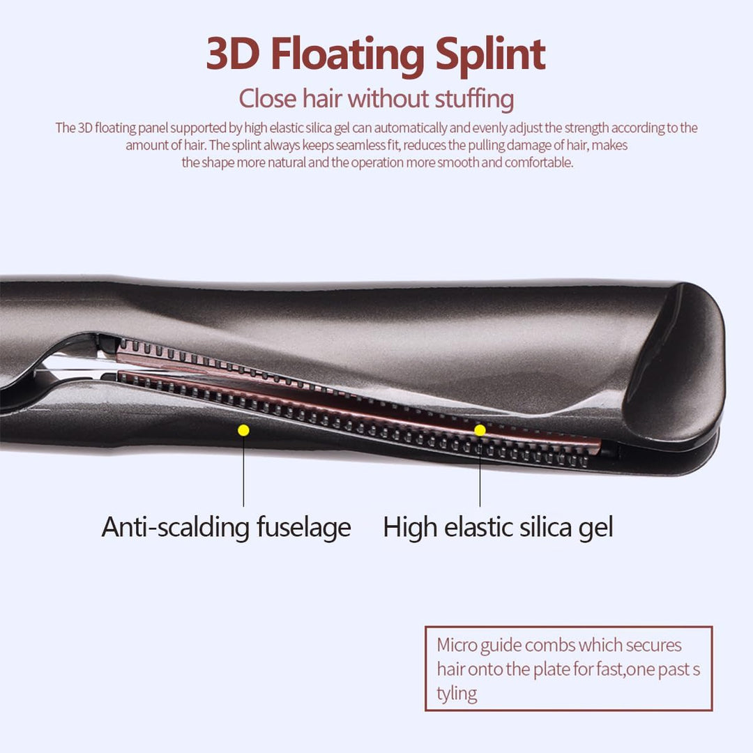 2-in-1 Glätteisen & Lockenstab: LCD-Temp.display, 10 Temp.-Stufen (140-230°C), 3D-Floating-Platten,