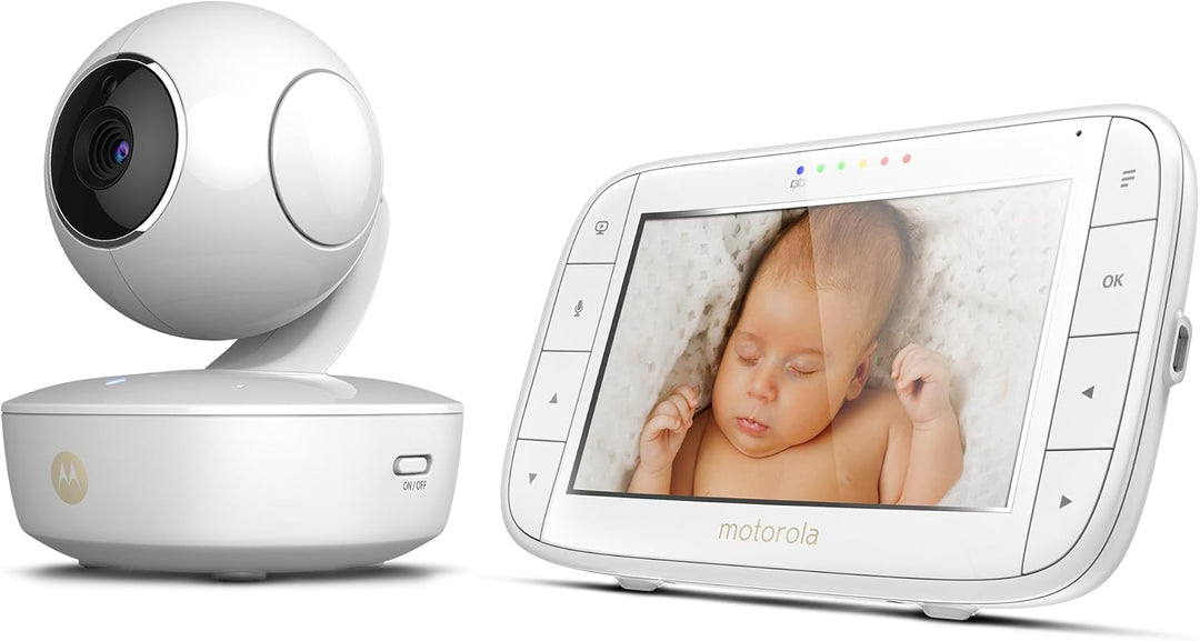 Motorola Baby MBP 50 Video-Babyphone mit Schwenk-, Neige-und Zoomfunktion, 5,0 Zoll Farbdisplay, Nac