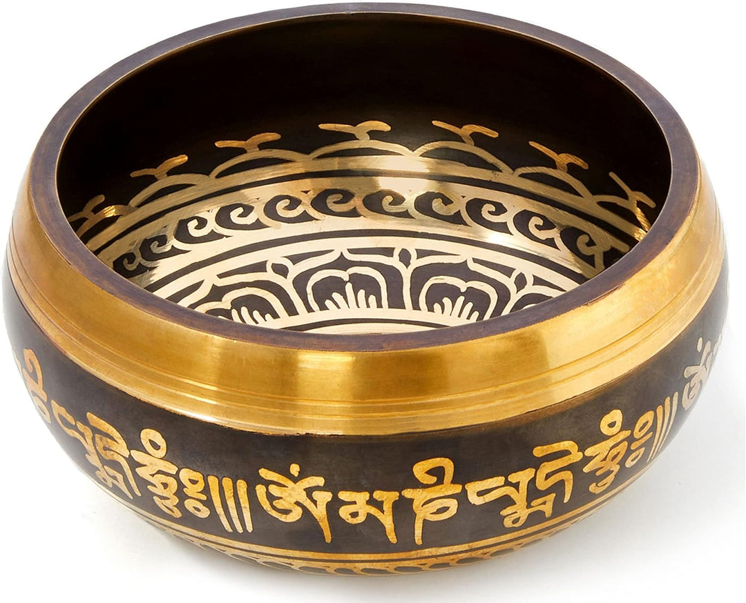 Tibetische Klangschale Set, mit Klöppel und Klangschalenkissen in Loktapapier Geschenk-Box. Singing