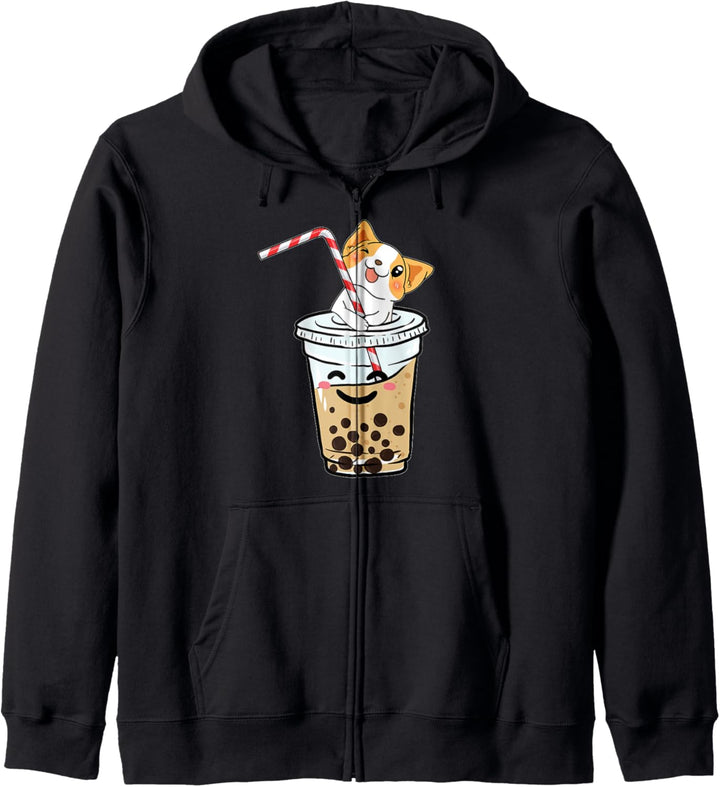 Süsser Corgi-Blasentee boba walisischer Hund als Geschenk Kapuzenjacke
