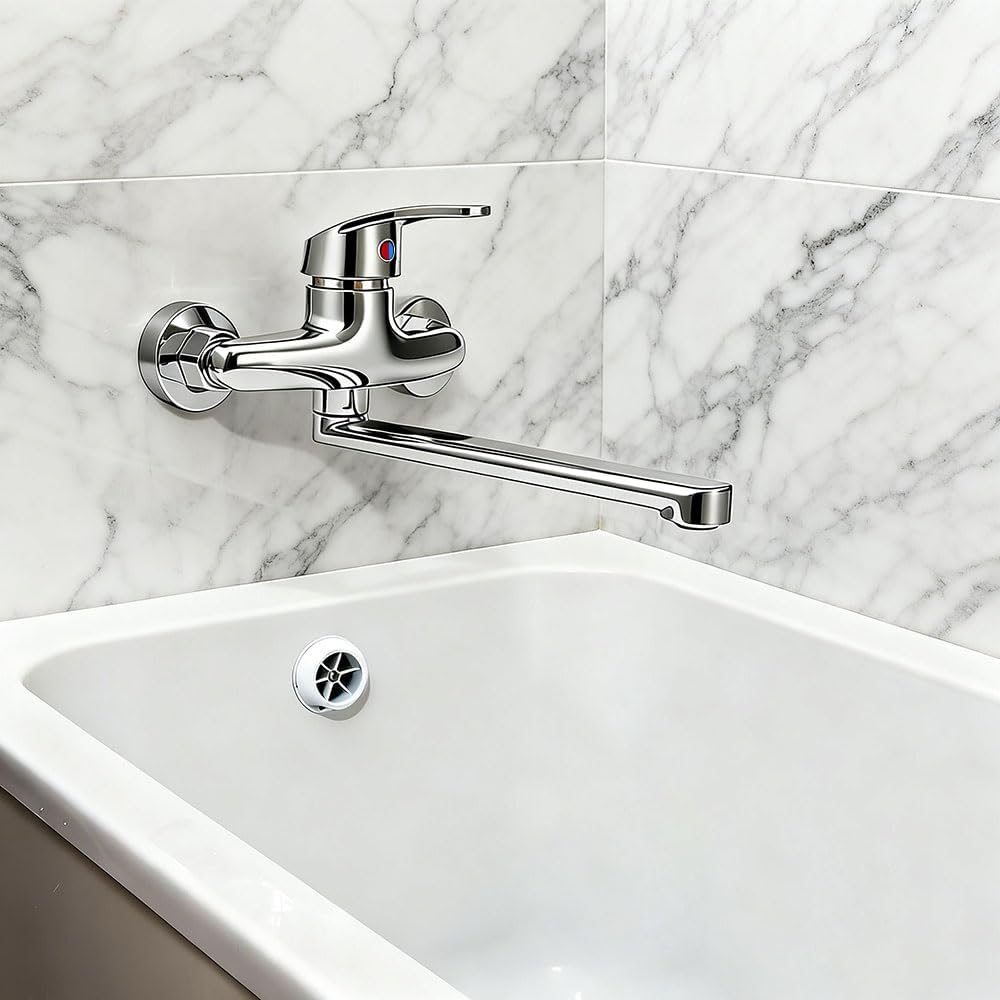Wasserhahn Wandmontage Wasserhahn 360 Grad Drehbar Wandarmatur für Spülbecken Wall Mounted Tap Drehb