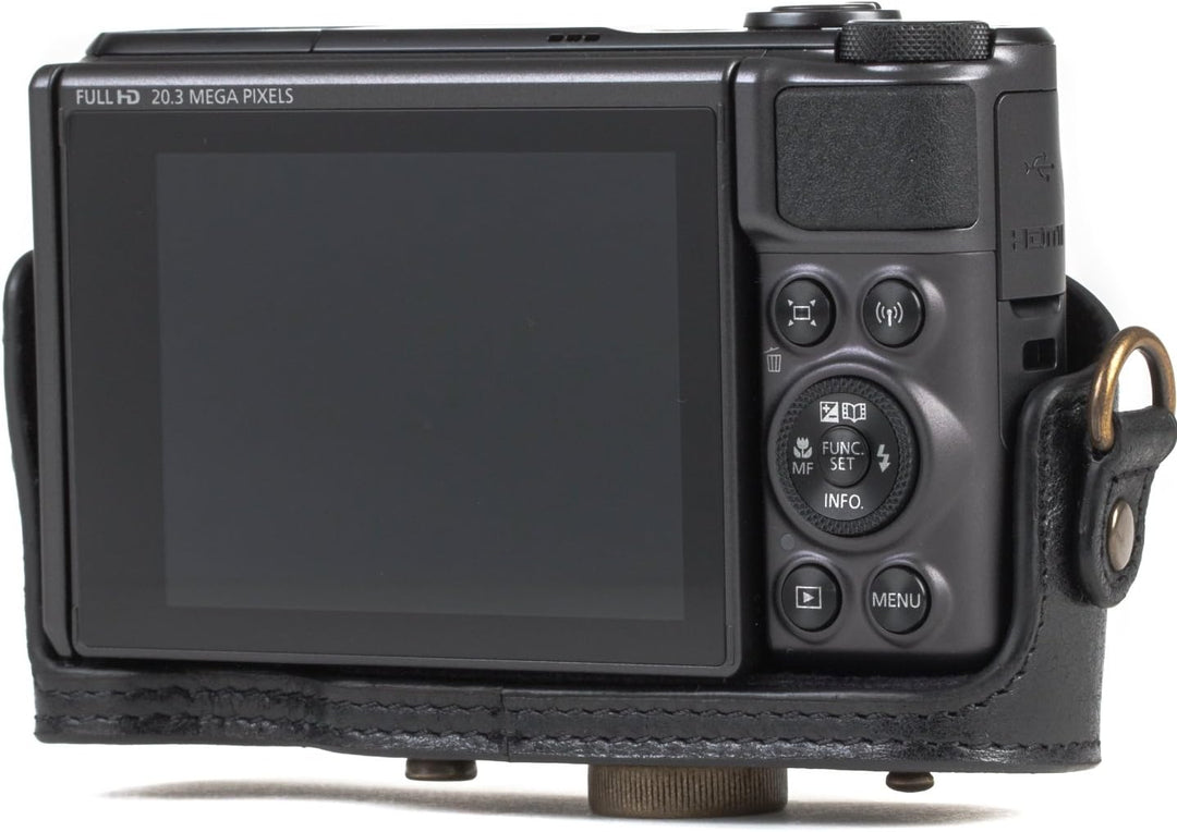 MegaGear MG1176 Canon PowerShot SX740 HS, SX730 HS Ever Ready Echtleder Kameratasche mit Trageriemen