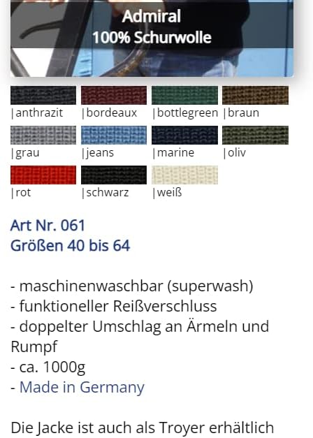 Troyer-Jacke Korsar Strickjacke Made in Germany(Marine) 48 Weiss, 48 Weiss
