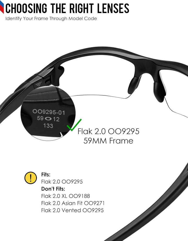 BlazerBuck Ersatzgläser und Socken-Set für Oakley Flak 2.0 OO9295 Amber Polarized, Fit Flak 2.0 OO92
