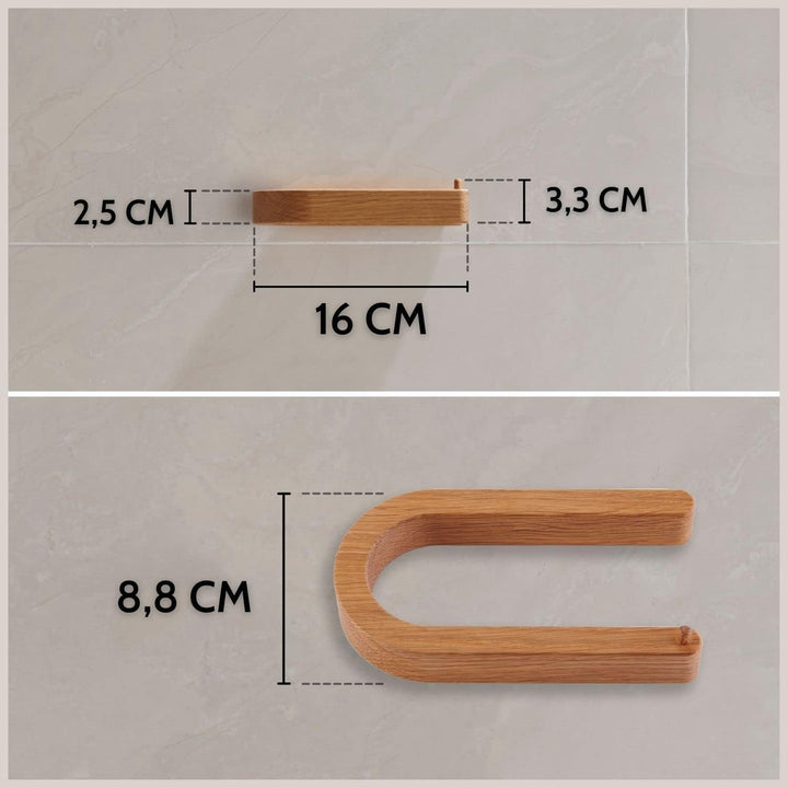 DEKAZIA® Holztoilettenpapierhalter | Klopapierhalter ohne Bohren | WC-Papierhalter | Klorollenhalter