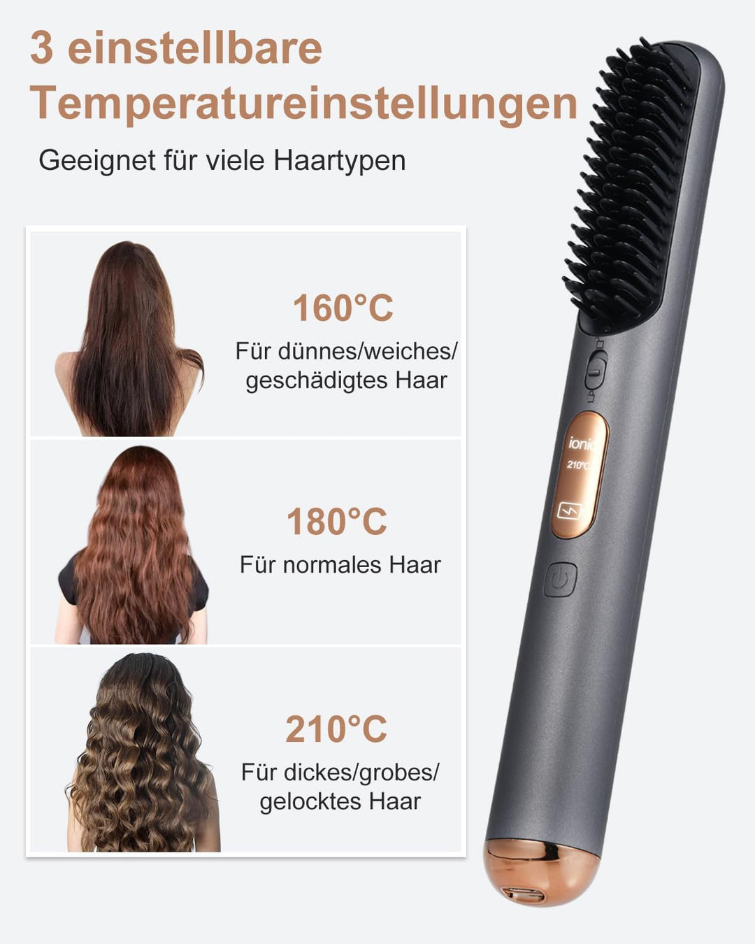 Layhou Multifunktionale Kabellose Glättungsbürste & Haarglätter Für Volumen, Geeignet Für Eine Vielz