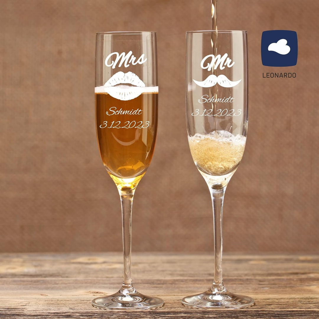 Geschenk zum Valentinstag – Sekt Geschenksets – Sektglas mit Gravur 200ml – Hochzeitsgeschenke – Ges