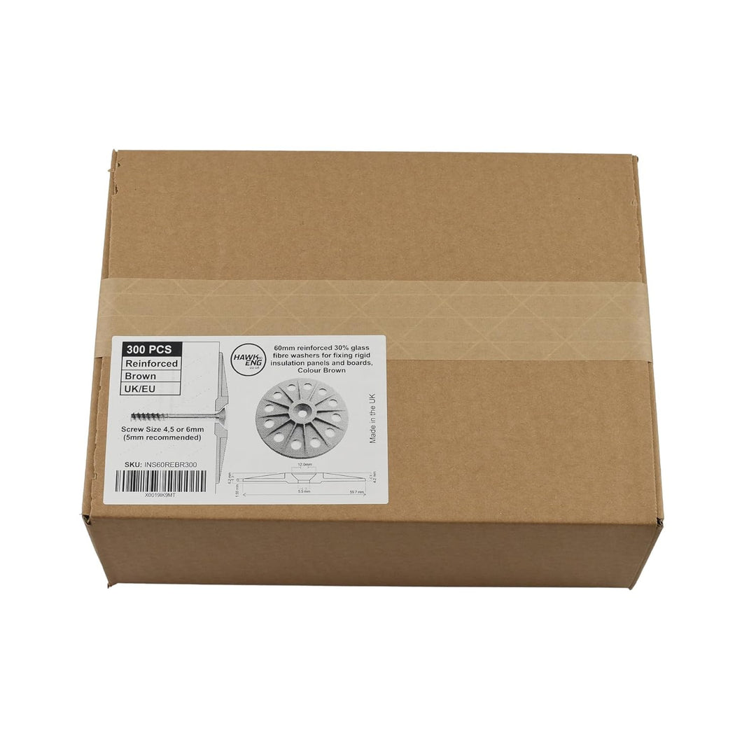 60 mm Dämmscheibe zur Befestigung von starren Dämmplatten - 30% Fiberglas - Hellbraun, Weiss 300, 30