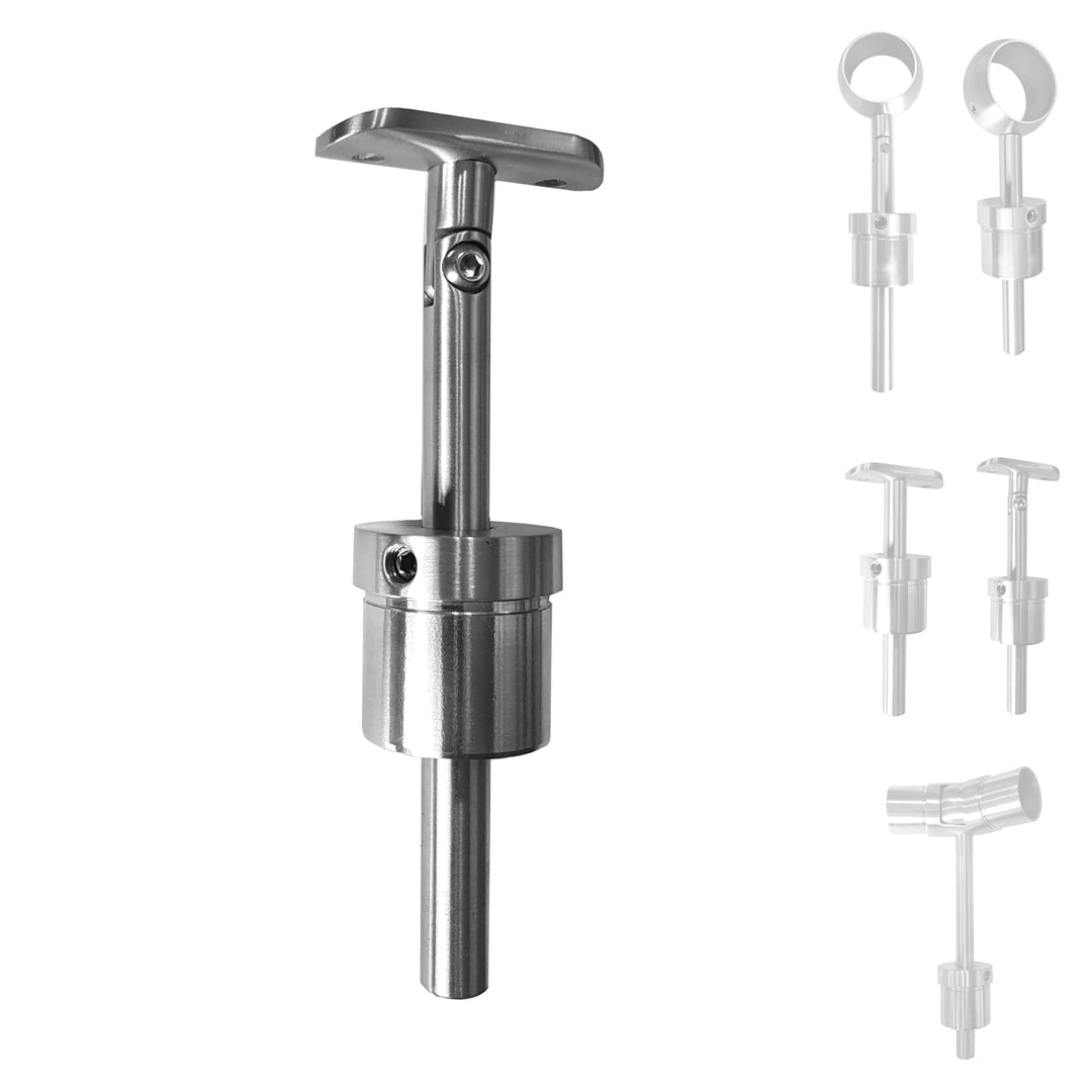 BASIT Edelstahl Handlaufträger Platte + Gelenk höhenverstellbar für 42,4 mm Rohr I Handlaufträger Ed