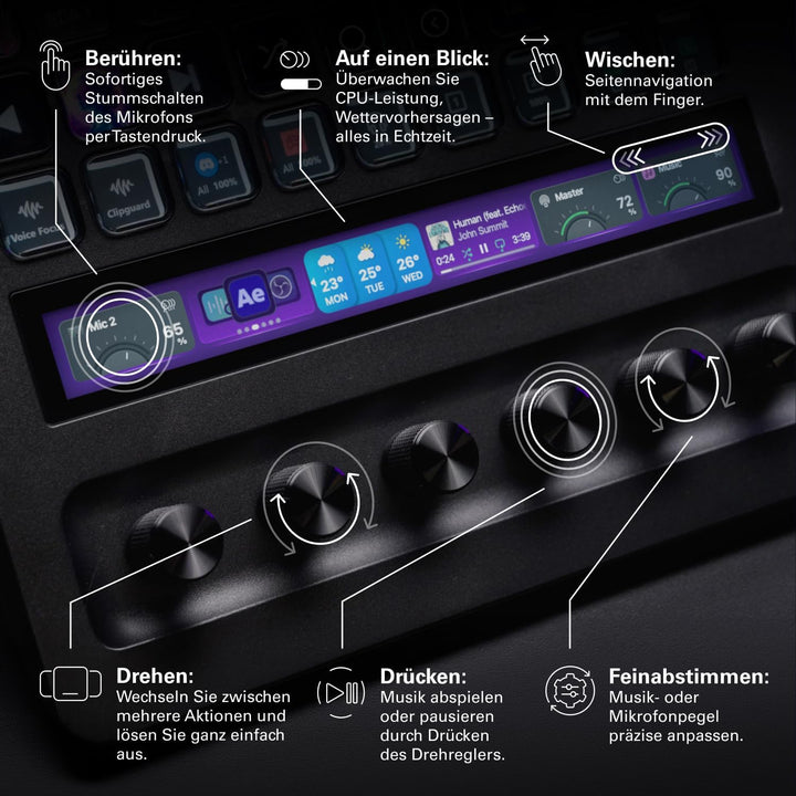 Elgato Stream Deck + XL, Kontrollplattform mit Touch-Leiste | 36 anpassbare Makrotasten, sechs Multi