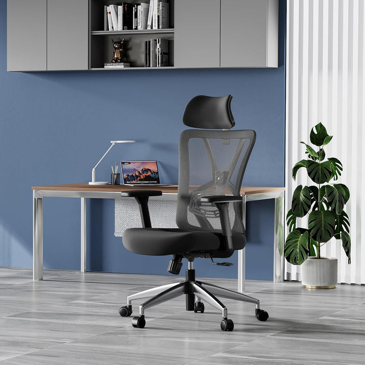 Ticova Bürostuhl Ergonomisch Schreibtischstuhl, Hoher Rücken Ergonomischer Stuhl mit Verstellbarer L