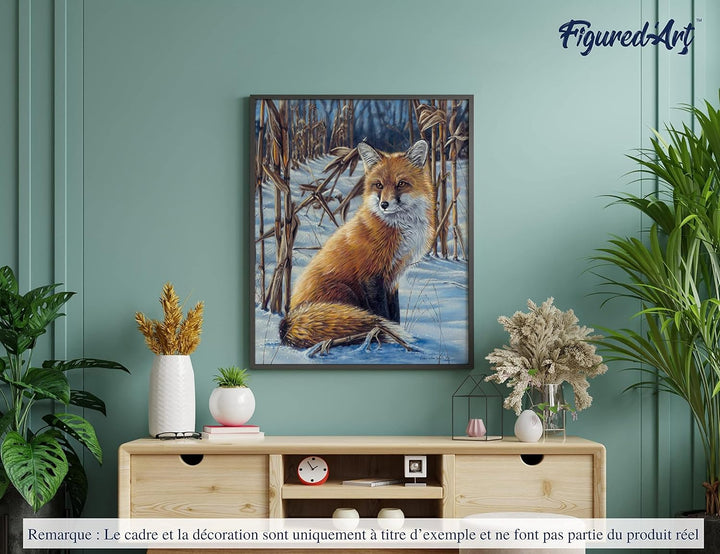 Figured'Art Malen Nach Zahlen Erwachsene Mit Rahmen Fuchs im Schnee - Paint by Numbers Basteln DIY B