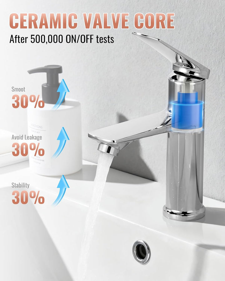 Wasserhahn Bad, Waschtischarmatur Bad Chrom Einhebelmischer Armatur Hochdruck Waschtischwasserhahn m