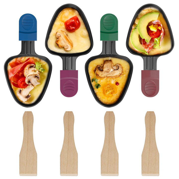 ipow 4 Stück Raclette Pfännchen Ersatz Mini Pfännchen Antihaftbeschichtet dreieckig für Raclette mit