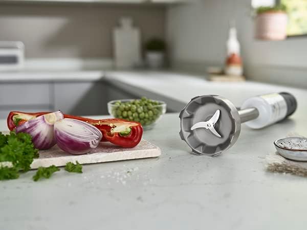 Kenwood Tauchmixer HBM40.302WH, TriBlade System mit 3 Klingen, 1 Geschwindigkeit und Turbo, Metallst