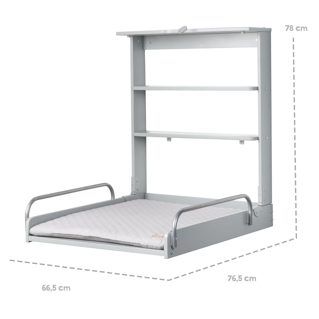 roba Wandwickelregal + Wickelauflage roba Style grau - Klappbar & platzsparendes Wickelregal zur Wan