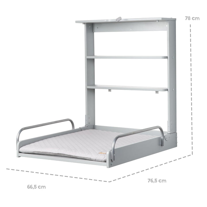 roba Wandwickelregal + Wickelauflage roba Style grau - Klappbar & platzsparendes Wickelregal zur Wan