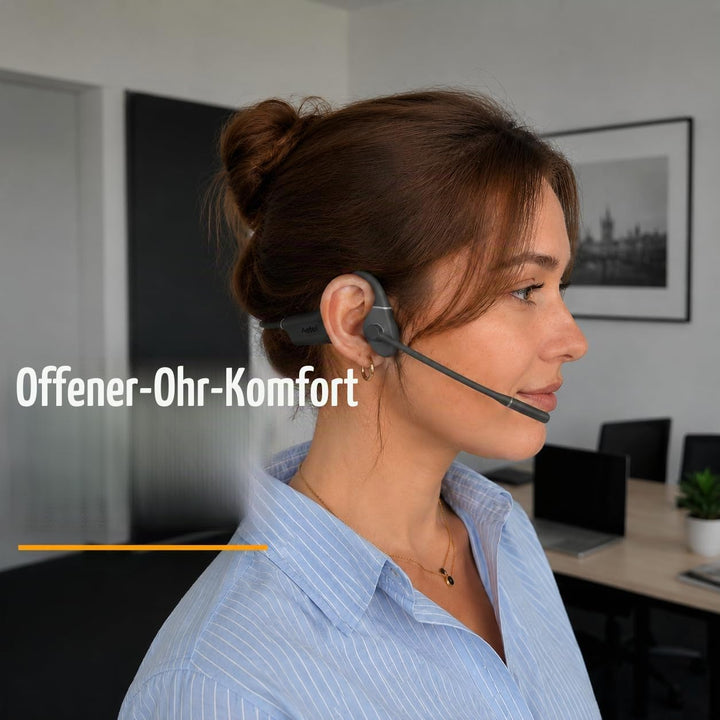 Aura Pro Bone Conduction Bluetooth Headset, Open-Ear Awareness, ENC Noise Reduction Microphone, Dual