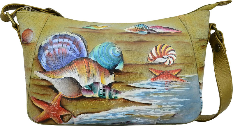 Anuschka Handbemalte Hobo Schultertasche aus Echtleder Gift Of The Sea, Gift Of The Sea